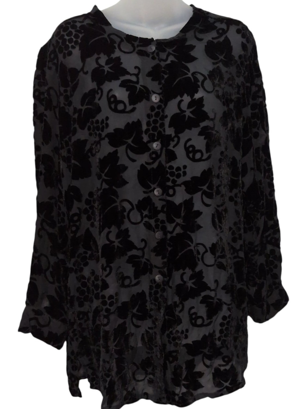 Y2K Oversized Small Runs Large Semi Sheer Black Velvet Burnout Romantic Goth